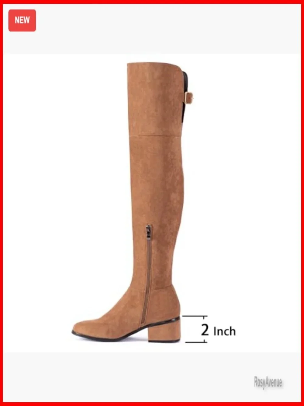 Faux Suede Over the Knee Boots 2 Inch Block Heel Side Zipper Office Casual